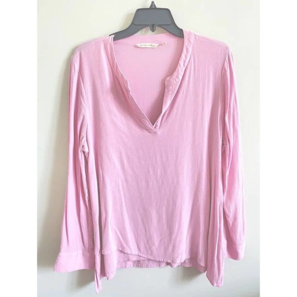 Soft Surroundings Rayon Crepe Convertible Sleeve Tunic Top Size Large‎ Pink